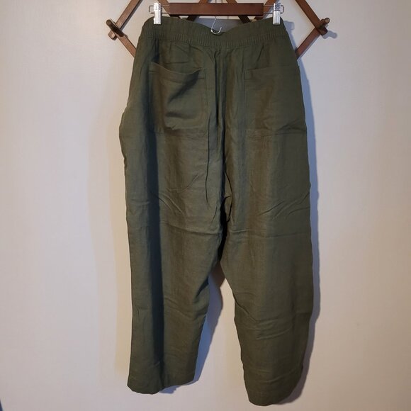 Old Navy High Rise Straight Leg Comfort Waistband Olive Green Linen Pants SZ 2X - Picture 3 of 5